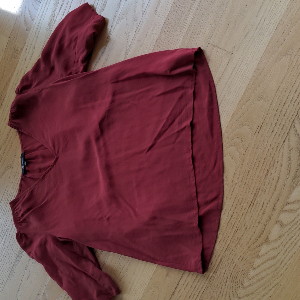 Madewell red silk blouse
